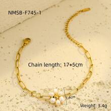 French Retro Light Luxury High-End Titanium Steel Bracelet Pearl Series Flower Ring Cross-Border Stainless Steel Bracelet Jewelry - 彩色 - 查看 9