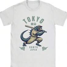 Camiseta de béisbol de Tokio con diseño de japonés para hombre, camisetas de algodón con humor, camisetas con cuello redondo, ropa de manga corta, Idea de regalo - Blanco - Ver 1