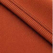 Fleece-Lined Long-Sleeved Ribbed V-Neck Blouse - Elegant, Chic, Warm, Comfortable - Autumn And Winter Fashion - Valentine's Day - 紅陶 - 查看 3