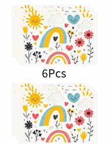 1pc Cartoon Style Linen Placemat, Breakfast Mat, Coffee Coaster, Bowl Pad, Kitchen Accessory, Easy To Clean Dining Mat, Suitable For Home, Restaurant, Dining Decor, Holiday Gift, Gift For Friends, Multi-Piece Set - Multicolor - View 10