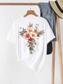 Women's Short-Sleeved Crew Neck T-Shirt, Vintage Surfboard Design, West California Surfer Style, Unisex, Suitable For Summer And Spring, Ideal For Casual Daily Outings, Short-Sleeved Summer Top, Retro Y2K Print T-Shirt. - 白色 2 - 查看 4