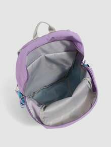 1 pieza Mochila de bloques de color tipo macaron, minimalista y de moda, ligera y de gran capacidad, mochila de almacenamiento multifuncional para niños adecuada para estudiantes, viajes cortos, actividades al aire libre, unisex, gran regalo para vacaciones - Multicolor - Ver 12