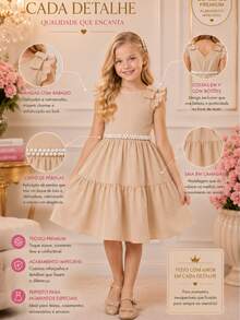 Children's Dress Youth Luxury Enchanted Princess Party Birthday Christmas New Year Baptism Elegant Fine Delicate Ruffle Girl Fashionista Chic Glamor Charm Style Blogger Monthly Event Ceremony Wedding Flower Girl Special Gift Glamor Classic Sophisticated Modern Charm Graceful Comfortable Rounded Waisted Ruffle Double Shoulder Bow Back Soft Premium Fabric Fluid Comfort Summer Spring Autumn Winter Complete Look Photography Smash Cake Outing Family Shine Enchantment Beauty Sweet Charm Pure Innocence Childish Joy Sweetness Charming Party Clothing Children's Fashion Exclusive Luxurious Collection Highlight Elegance Unique Style Originality Quality Perfection Love Refined Detail Haute Couture Charm Girl Little Princess Princess Children's Classic Timeless  Beautiful Wonderful Glamorous Charming Stylish Sophisticated Premium Exclusive Elegant Charming Refined Comfortable Fashion - 裸體 - 查看 4