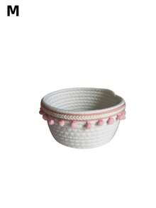 1/4pcs Large Capacity Round Lace Handmade Woven Storage Box, Suitable For Remote Controls, Cosmetics, Electronics, Home, Office, Living Room, Bedroom Decor - Multicolor - View 14