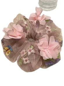 1/2 chiếc dây buộc tóc bằng polyester in hoa phong cách Bohemian, dây buộc tóc co giãn mềm mại cỡ lớn, kẹp búi tóc cho nữ. - Nhiều màu - Xem 7