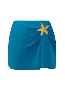 Swim Oasis 1 pieza Traje de baño de una sola pieza casual de vacaciones con decoración de pentágono lindo para mujer - Verde Oscuro - Ver 4