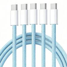 60W High-Speed USB-C To USB-C Data Cable, Nylon Braided Round USBC Charging Cord, Compatible With IPhone 16/17/Air/15/Pro Max, S23/S22/S21, Pro/Air, Pro/Air, And Other Type-C Devices - Multicolor - View 2