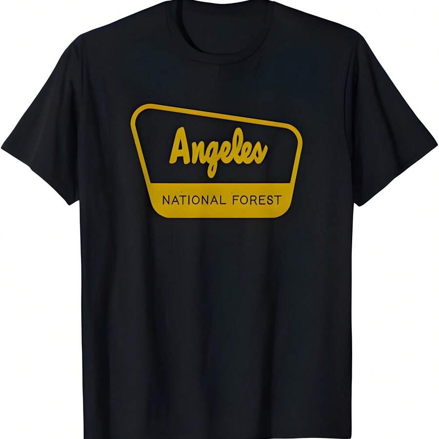 Angeless bosque nacional vintage inspirado signo gráfico camiseta - Negro - Ver 1
