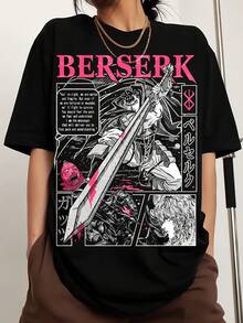 Bb-Berserkss – Guts – SKU029-Vector Crew-Neck Printed Fashion Short-Sleeve Sports T-Shirt, Comfortable And Versatile - Black - View 1