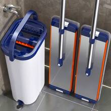 Portable Mop And Bucket Set With Wringer, Sturdy Aluminum Alloy Panel Flat Mop For Home Cleaning, 360° Large Spin Mop Bucket System, Wall Cleaning Tool With Microfiber Pads, Floor Window Patio Bathroom Cleaning Kit - 2 Cloths (Mop + Washing Bucket) - 查看 1