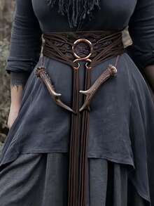 1 pieza Cinturón de cintura con nudo para mujer de talla grande, adecuado para damas, cadena de cintura estilo nórdico bruja, cinturón de cintura oblicuo de mago, decoración de cintura de chamán pagano vikingo, cuerda de cintura bohemia del Renacimiento, cuerda de cintura DIY - Multicolor - Ver 6