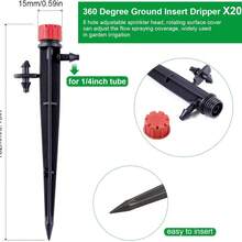 Automatic Irrigation Dropper, Garden Lawn Flower Bed 1/4 "Irrigation Dropper, Micro Spray Adjustable 360 Degree 8-Hole Full Circulation Water Flow Irrigation Dropper, Micro Spray Drip Irrigation System Accessories - Floor-mounted Drip Head - View 8