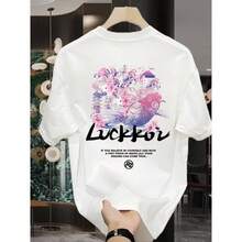 [10% Discount] Outlet Store: American Style Short Sleeve T-Shirt, Loose Fit, Round Neck 7JTO - 黑色 - 查看 2