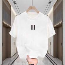Tres elegantes camisetas de manga corta de verano para hombre, estilo americano, de algodón puro resistente, versátiles, holgadas, casuales, adecuadas para parejas. TQ3Q - 250 g de algodón puro - blanco - Ver 1