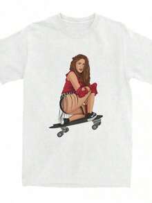 Camisetas estampadas de moda para mujer, tops de estilo urbano de gran tamaño, camisetas de verano cómodas y elegantes que combinan con todo. Camiseta con estampado gráfico de la cantante Melanie Martinez para hombre y mujer, camisetas vintage de gran tamaño estilo Harajuku, camisetas de algodón de manga corta 70230. - Blanco - Ver 6