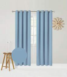 Cortinas de Poliéster 100% Lavables 137x230 cm, Disponibles en 1 o 2 Paneles, Tela Suave con Protección Solar, Versátiles para Sala Dormitorio Oficina Hogar, Varios Colores Disponibles, Ideal para Uso Personal y Regalo - azul claro - Ver 2