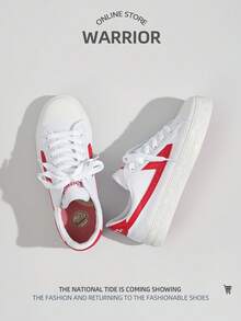 WARRIOR 1双女士系带休闲运动鞋，时尚百搭舒适轻便户外运动鞋，夏季新品 - 紅白色 - 查看 3