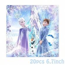 51件套/冰雪公主主题派对餐具套装，适合10人使用，一次性生日派对餐具，包括盘子、杯子和餐巾纸。节日装饰，适合露营、野餐、后院烧烤、节日派对场地装饰，也是送给粉丝的理想礼物。 - 彩色 - 查看 6