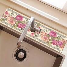 1pc Floral Pattern Faucet Cover, Durable Polyester, Quick Drying, Easy To Clean, Suitable For Kitchen And Bathroom, Easy Installation, Daily Decor, Gift, Bathroom Mat, Durable Faucet Cover, Faucet Accessory - Multicolor - View 9