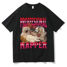 Camiseta profesional Napper Fun Cat Lover, ropa de gran tamaño a la moda, Camiseta estampada de 100% de algodón puro de verano Harajuku 2025 - forma - Ver 1