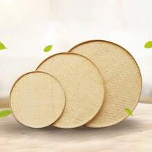 Tamiz de bambú recogedor redondo DIY cesta de pan de fruta decorativa bandeja de almacenamiento de cocina - diámetro 30 cm - Ver 1