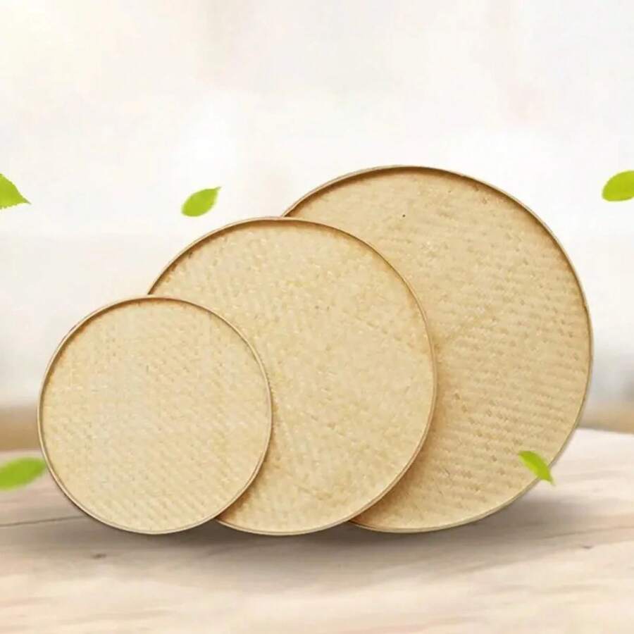 Tamiz de bambú recogedor redondo DIY cesta de pan de fruta decorativa bandeja de almacenamiento de cocina - diámetro 30 cm - Ver 1