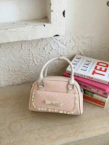 Contrast Color Handbag, New Arrival Patchwork Shoulder Bag, Commuting Crossbody Bag - Pink - View 5