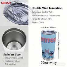 Bình giữ nhiệt MINISO X Disney Stitch hoạt hình dễ thương, dung tích 20oz, bằng thép không gỉ, cách nhiệt chân không, có nắp đậy, thích hợp mang theo khi đi du lịch, dùng được cả đồ uống nóng và lạnh. Sản phẩm bền chắc. - Nhiều màu - Xem 5