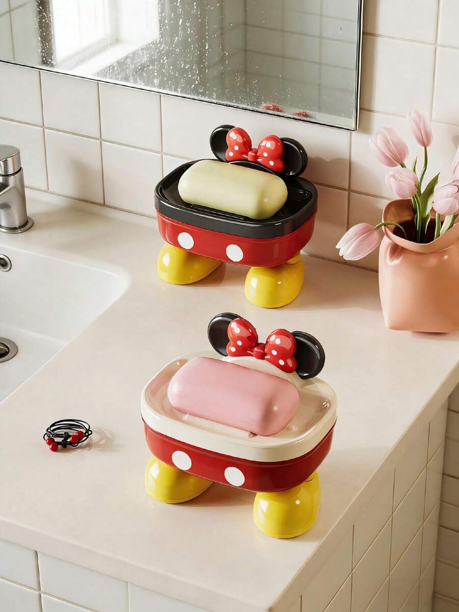 Disney 1个正版迪士尼米奇卡通皂碟 - 可沥水浴室台面皂盒,米奇高品质台面沥水皂盒,创意收纳架,生日、开学、婚礼、节日送礼佳品 - 顏色 - 查看 1