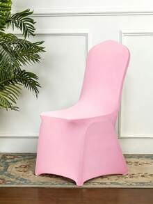 1pc Pink Chair Cover, Elastic Polyester Chair Cover, Suitable For Wedding Party Banquet, Chair Cover With Pleated Design - Multicolor - View 10