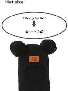 1pc Infant Toddler Newborn Heart Pattern Decor Warm Knitted Hat New Style Children Warm Face Mask Hat Suitable For Autumn/Winter Daily Use - Heart-shaped Double Balls - View 3