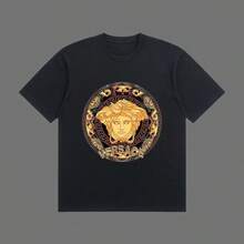 Camiseta juvenil de manga corta y cuello redondo con estampado de Medusa, nueva y a la moda para el verano, estilo casual para hombre. - Blanco - Ver 1