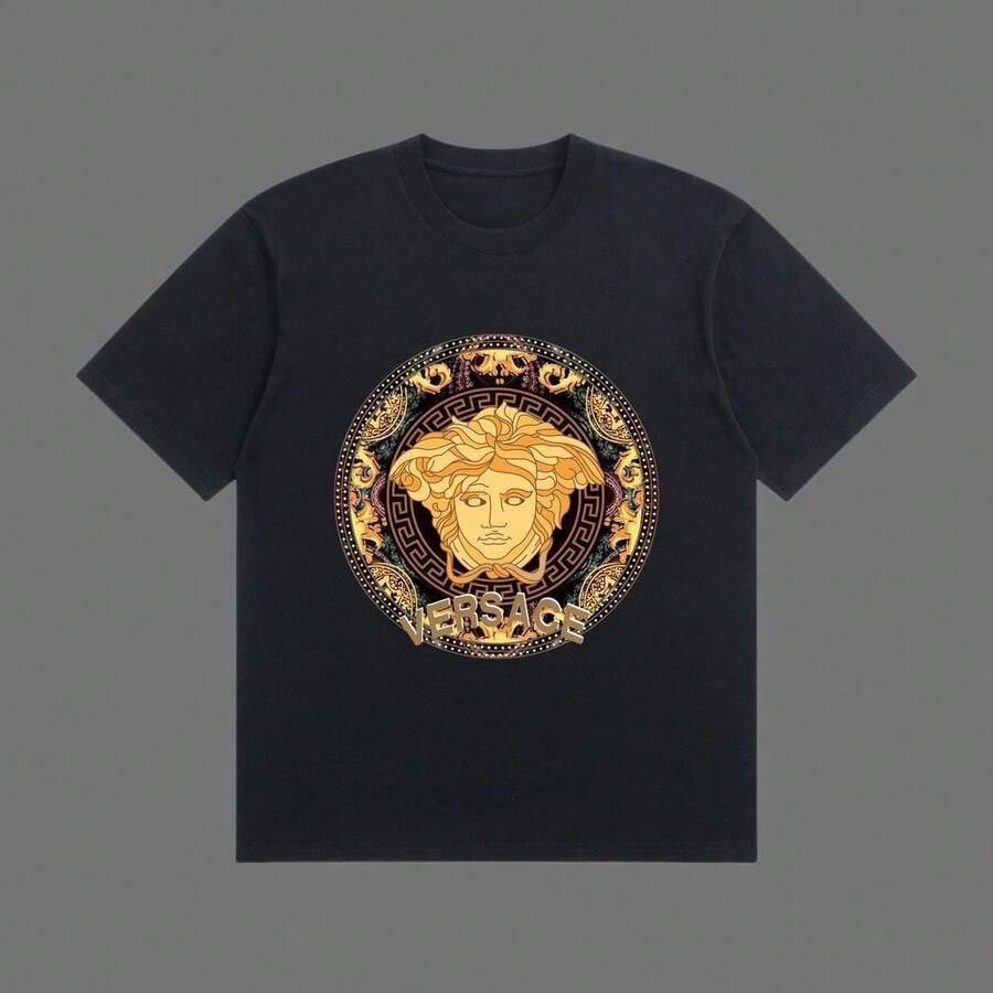 Camiseta juvenil de manga corta y cuello redondo con estampado de Medusa, nueva y a la moda para el verano, estilo casual para hombre. - Blanco - Ver 1