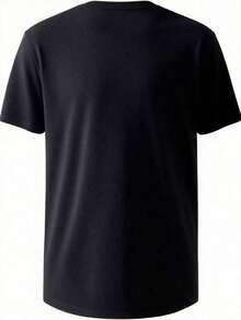 Airplane Print Leisure T-Shirt, T-Shirt, Casual Short-Sleeved T-Shirt, Printed T-Shirt, Comfortable T-Shirt, Printed T-Shirt, Comfortable, Loose Fit. QCE7 - 黑色 - 查看 3