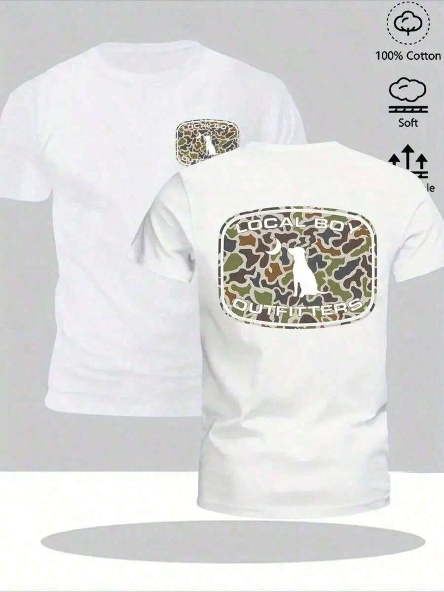 LOCAL BOY - Camiseta de Hombre 100% Algodón con Estampado a Doble Cara, Estilo Vintage Urbano, Cuello Redondo, Manga Corta, Esencial para Hombres, Puede Usarse Como Regalo IEMT - Blanco - Ver 1