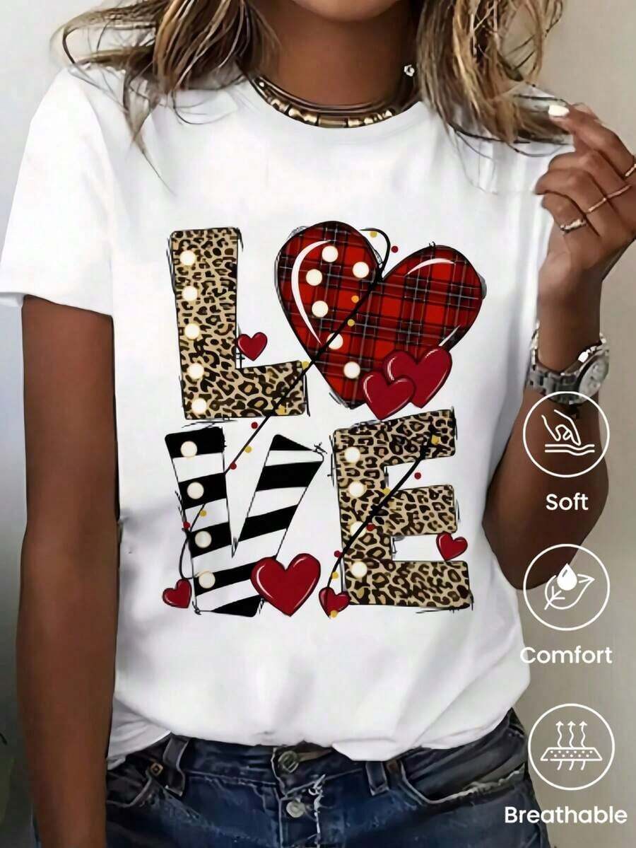 Fashionable Round-Neck, Short-Sleeved T-Shirt, Made In Mexico For The Spring/Summer 2025 Season. Featuring A Cartoon Print, This Matching Couple's Style Is Suitable For Both Tucking In And Wearing Out, For Office And Casual Wear. Designed For Men And Women, Sold Individually. Women's Blouses, Women's T-Shirts, Casual Blouses For Ladies - 白色的 - 查看 1