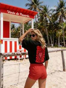 1 pieza DrmWander Conjuntos de Vacaciones, Ropa de Primavera, Ropa de Resort para Mujer, Conjuntos de Primavera para Mujer, 180g 100% Algodón - Negro - Ver 3