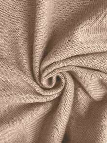 Blusa de punto de manga corta de unicolor y estilo minimalista, para uso diario - Caqui - Ver 4