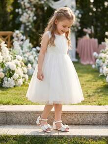 1 Pair 2026 New Girls' Sandals, Open Toe Design, Sweet Princess Style, Suitable For Daily/Formal Occasions/Outdoor Use - White - View 8