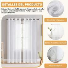Cortinas de Poliéster 100% Lavables 137x230 cm, Disponibles en 1 o 2 Paneles, Tela Suave con Protección Solar, Versátiles para Sala Dormitorio Oficina Hogar, Varios Colores Disponibles, Ideal para Uso Personal y Regalo - azul claro - Ver 4
