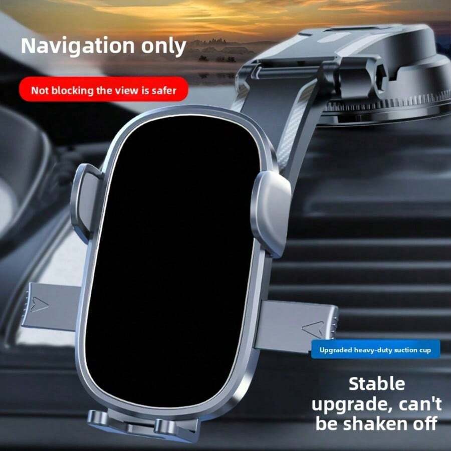 Dudukan Ponsel Mobil yang Dapat Diatur, Pemasangan Vertikal dan Horizontal, Dudukan Stabil di Dasbor, Cocok untuk Semua Smartphone, Termasuk Bantalan Tambahan - Hitam - View 1