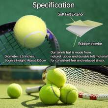 Tennis Balls, 1/3/6/12 Pack Advanced Training Tennis Balls Practice Balls, Pet Dog Playing Balls, Come With Mesh Bag For Easy Transport, Good For Beginner Training Ball (Yellow) NO7A - 1PK - 查看 3