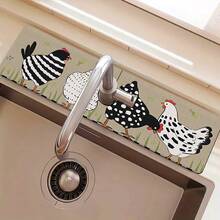 1 pieza Cubierta de grifo con estampado de gallo, de poliéster duradero, de secado rápido, fácil de limpiar, adecuado para cocina y baño, fácil instalación, decoración diaria, regalo, alfombra de baño, alfombrilla de grifo duradera, accesorio de grifo - Multicolor - Ver 9