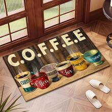 1pc Colorful Coffee Print Pattern Absorbent Mat/Drying Mat For Coffee Maker, Dishes - Absorbent Polyester Desktop Protective Mat With Rubber Anti-Slip Pad, For Kitchen Counter Decor, Home Bar And Dining Table - Multicolor - View 6
