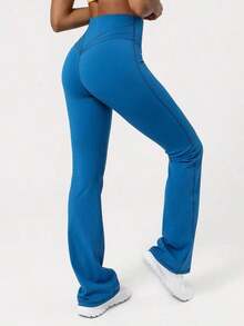 2026 Sodalemon Women's Black Slim Fit Flared Yoga Sweatpants For Spring - 藍色的 - 查看 6