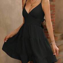 Holidaya Tie Backless Ruffle Hem Cami Dress - Rosa - Ver 4