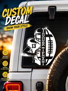 Personalized Football Name And Number Car Sticker - Customized Football Sticker With Team Name, Helmet Graphic And Jersey Number, Waterproof Vinyl Football Window Sticker, Athlete Team Spirit Sticker, Sports Fan Gift, Football Team Car Decoration - Multicolor - View 9