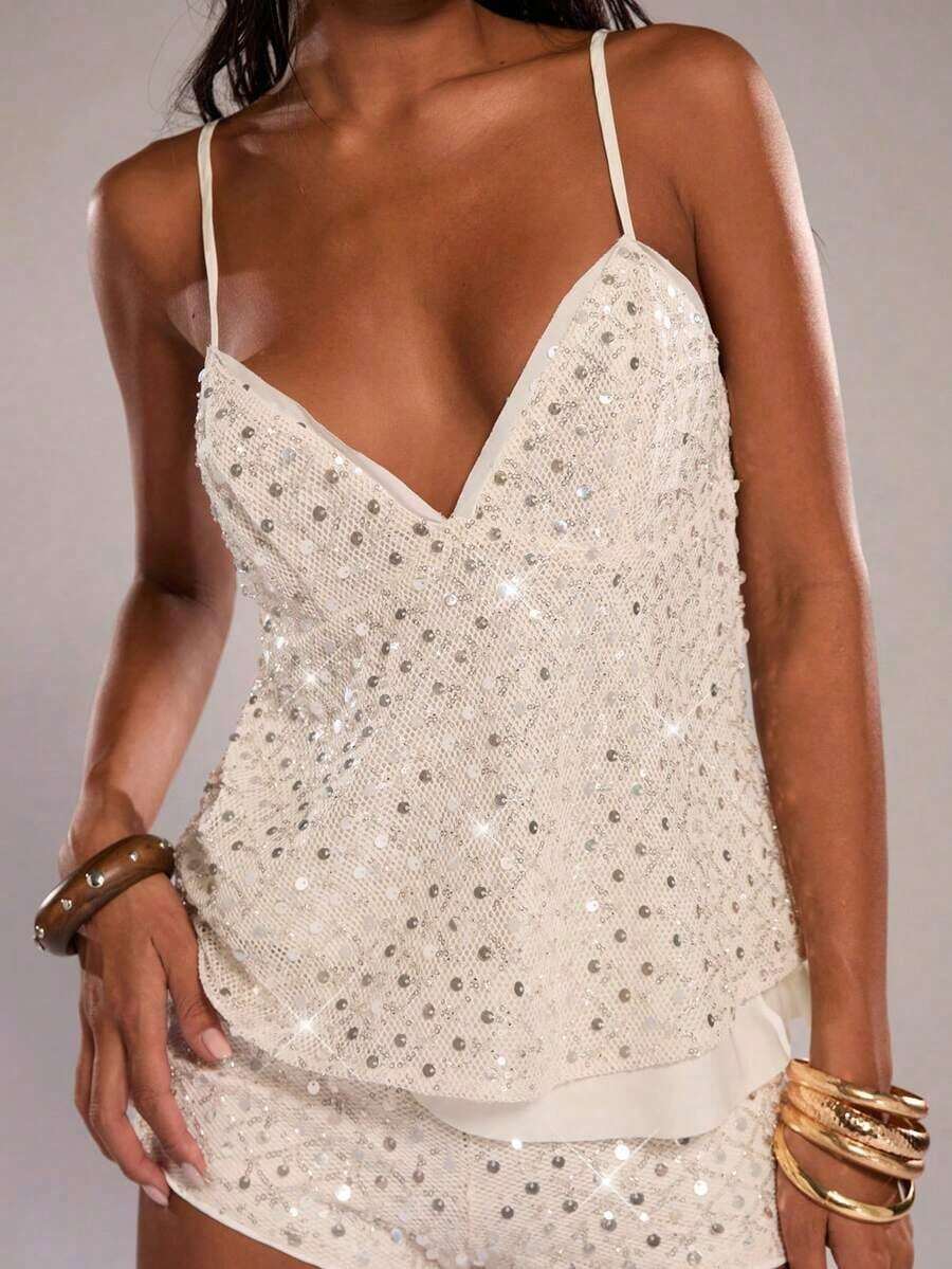 Camiseta de mujer con decoración de lentejuelas - Blanco 3 - Ver 1