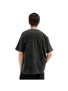 Ropa de hombre; Camisetas de verano; Soy la camiseta favorita de mi madre |     Camiseta casual de manga corta con cuello redondo, estilo vintage lavado - Camiseta negra, con estampado de letras escritas a mano en blanco en la parte delantera y trasera, regalo perfecto para mamá o familia - 100%, corte relajado, ideal para conjuntos de verano 5HLU - Blanco - Ver 4