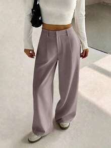 Pantalones anchos casuales elegantes y estilizadores de alta gama para mujer - Morado - Ver 1